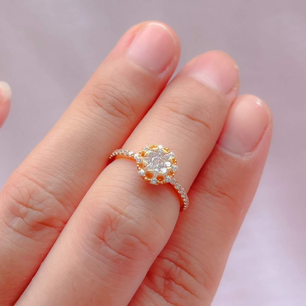 Cincin anak dan dewasa emas asli kadar 700 70% 16k mewah permata timbul bintang solitare star 8 model mall propose