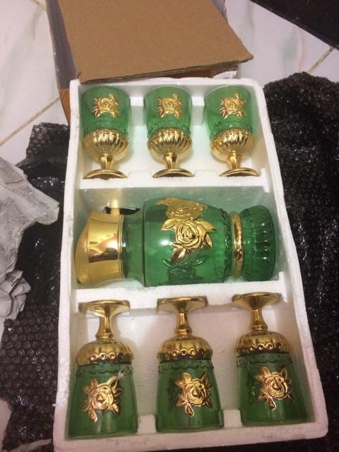 Teko Dan Gelas - Teko Air Zam Zam Kaca Glass - Oleh Oleh Haji Dan Umroh