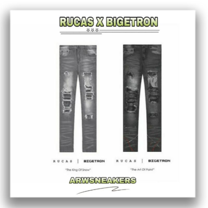 Jual RUCAS X BIGETRON BIKER JEANS The Art Of Paint Jeans The King Of Snow RUCAS SEASON 8