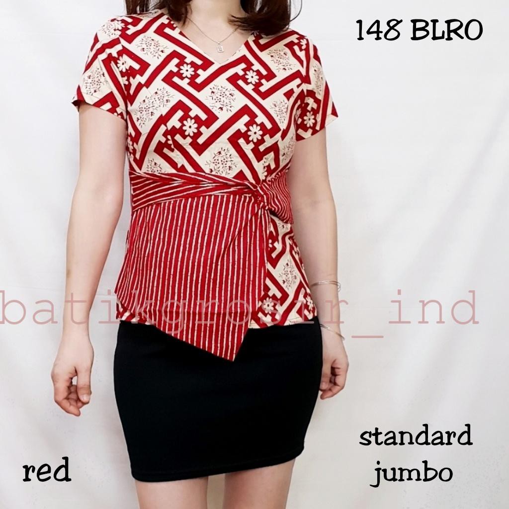 BLOUSE 148 BLRO ATASAN BATIK  WARNA MERAH EDISI  IMLEK  