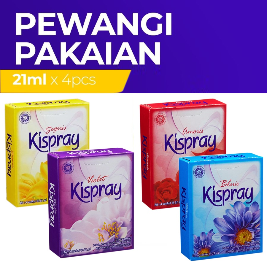 Kispray Pewangi & Pelembut Pakaian Kemasan Dus 4 sachet x 21 ml