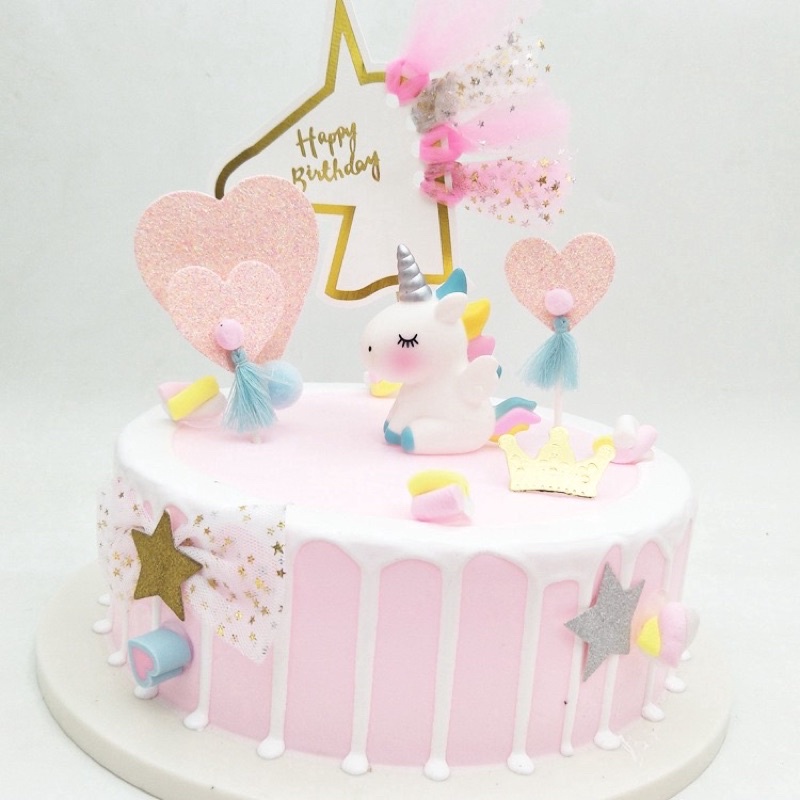 hiasan tart unicorn hiasan kue topper tart boneka unicorn hiasan roti aksesoris unicorn