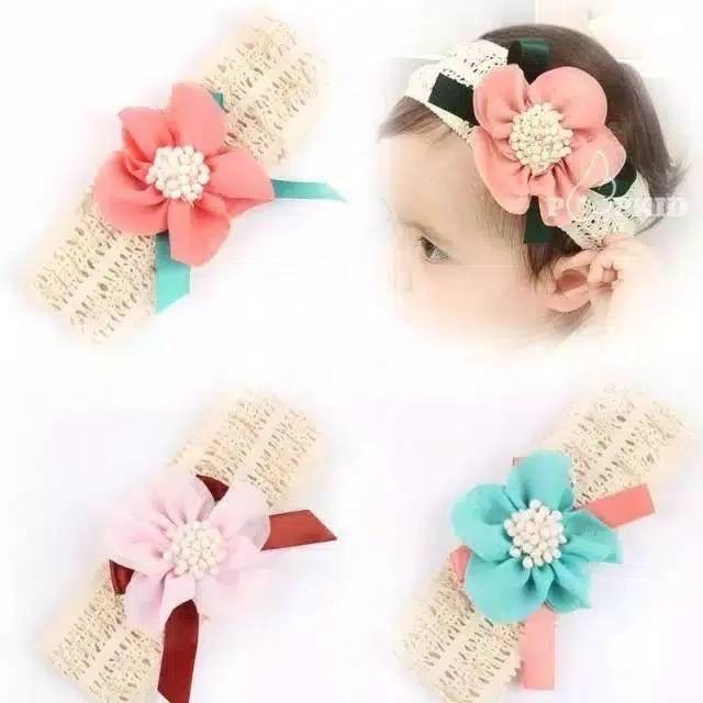 Bandana Rajut Anak Bayi Korea Baby Headband Bandana Bayi Bunga Besar