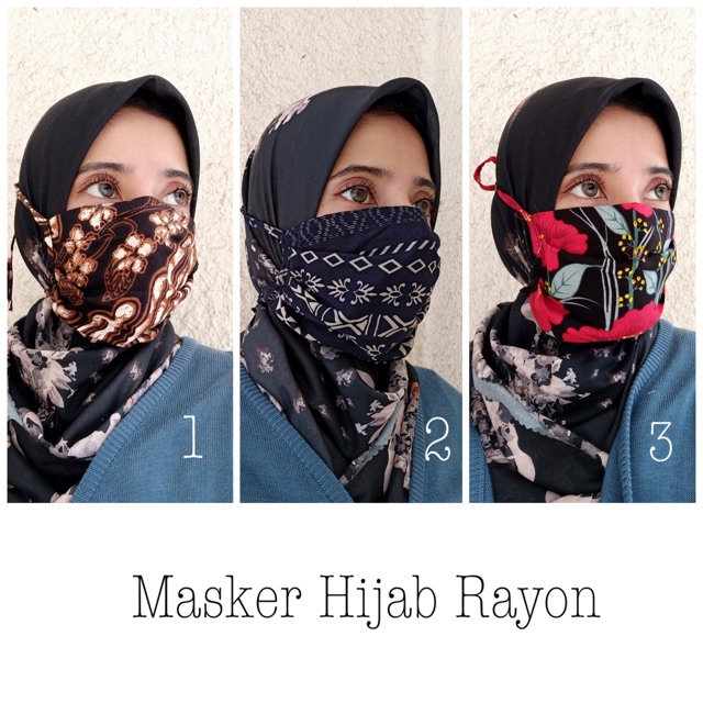 Masker kain 2 ply dua lapis hijab bahan rayon
