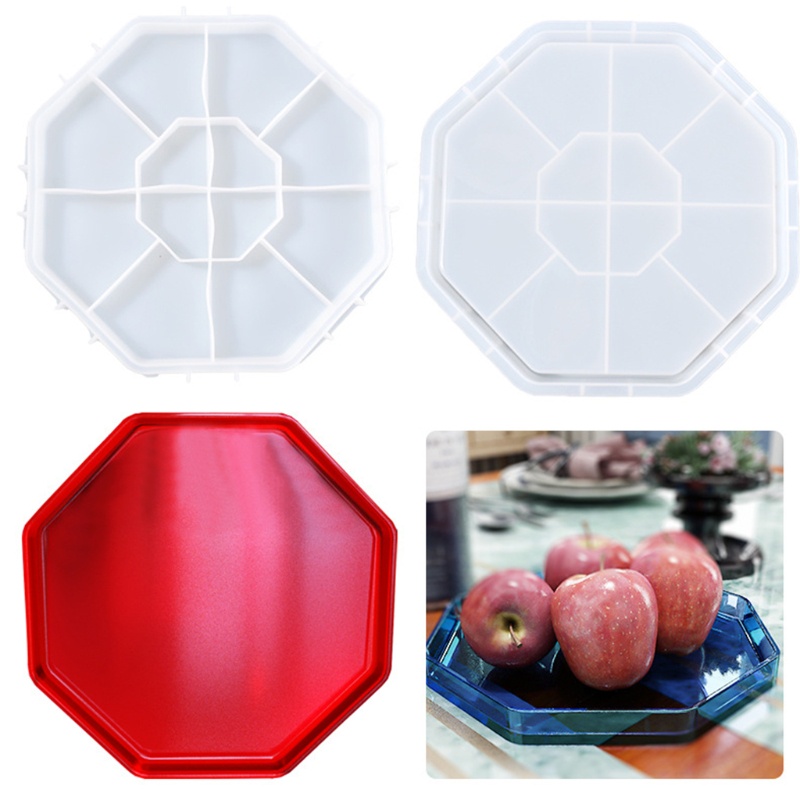 SIY  Octagon Storage Tray Epoxy Resin Mold Dish Plate Casting Silicone Mould DIY Crafts Home Decorations Making Tools