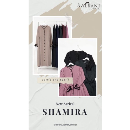 Albani Corner Shamira Gamis Cantik Simpel Elegan Bahan Mina Marzan Busui Friendly Manset Girly
