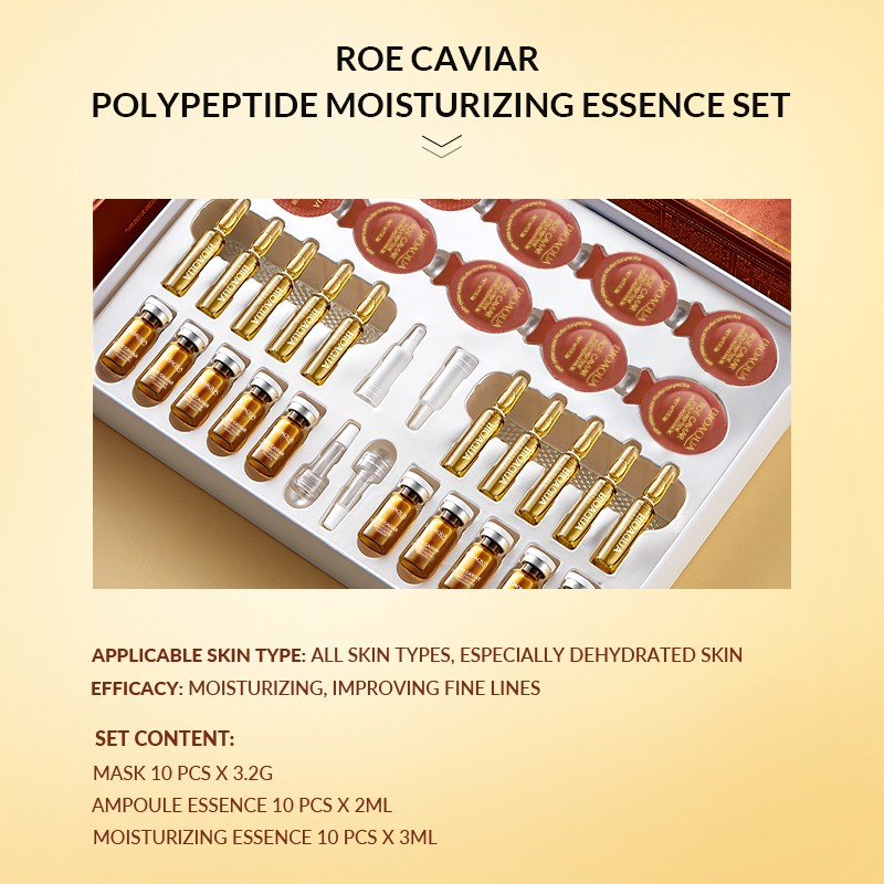 ✨ AKU MURAH ✨ BIOAQUA Roe Caviar Polypeptide Moisturizing Essence Set - Roe Caviar set BPOM PAKET