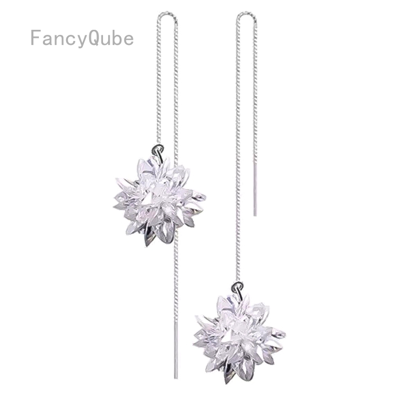 1 Pasang Anting Kait Gantung Tassel S925 Pendan Angsa/Snowflake Hias Mutiara Imitasi Gaya Korea