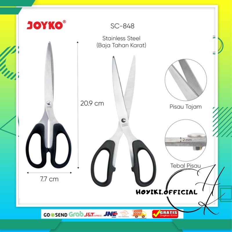 

JOYKO Gunting Stainless Steel Scissors Joyko SC828 SC838 SC848 Kuat Tajam Tahan Karat