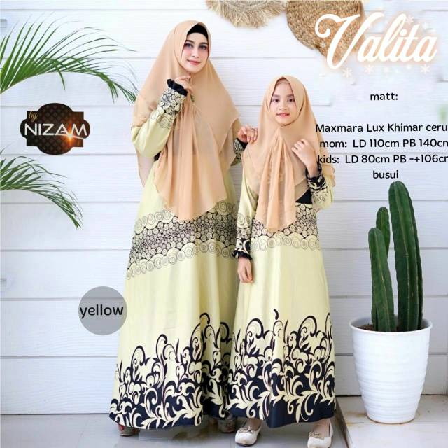 TERBARU Gamis Lebaran Couple Ibu Anak Valita Couple Syar'i Ori Nizam