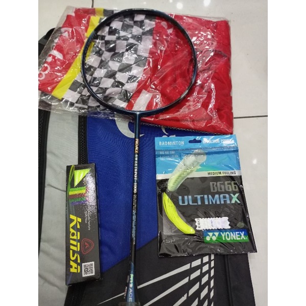 RAKET PRO ACE 1000 SWEETSPOT ORIGINAL (FREE PASANG SENAR) BONUS KOMPLIT SIAP PAKAI TARIKAN 28 29 30 