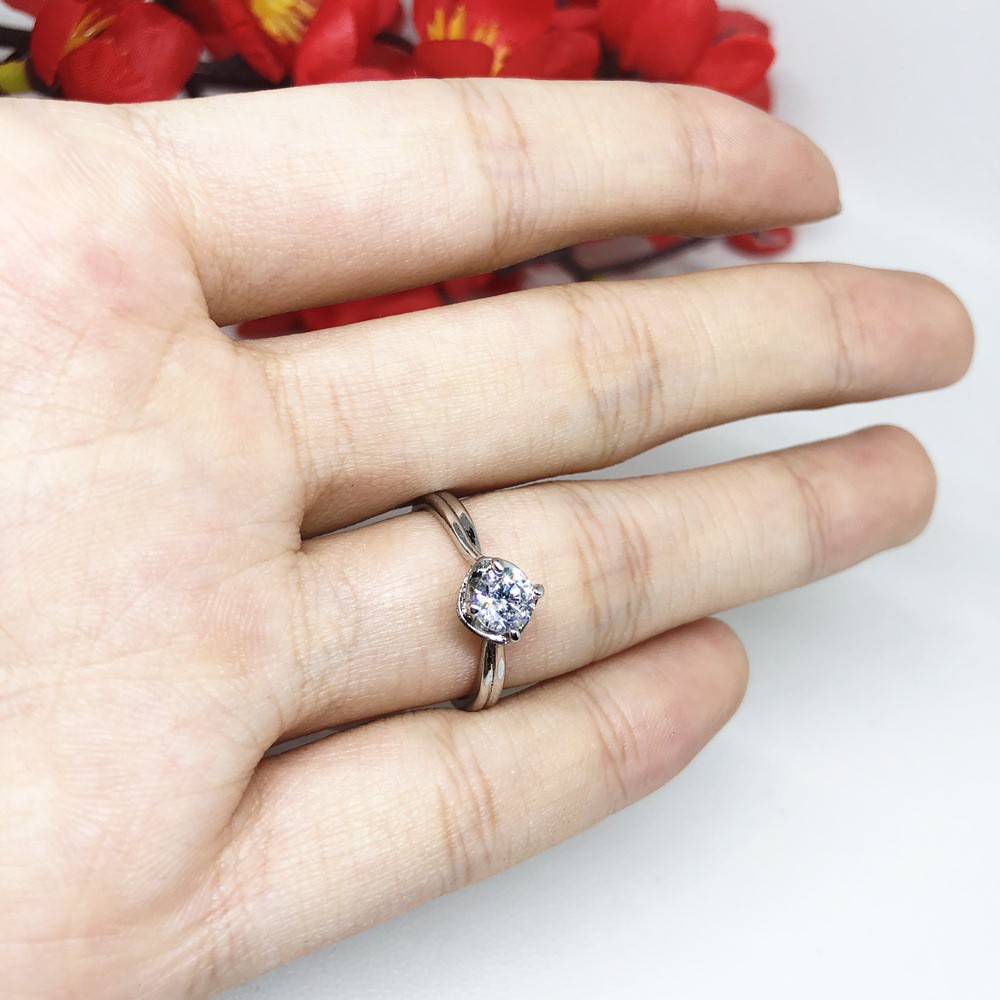 Cincin Xuping Asli Premium Solitaire Kelopak Bunga Bawah Putar Lapis Emas - BR443