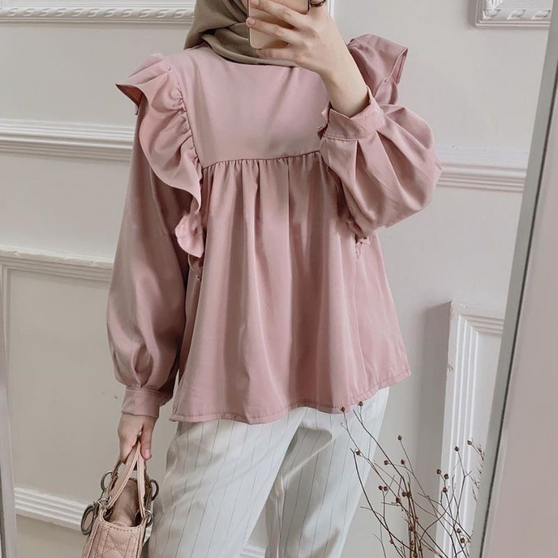 BLOUSE WANITA REMPEL BLOUSE WANITA RUFFLE RIESA TOP RIANA BLOUSE