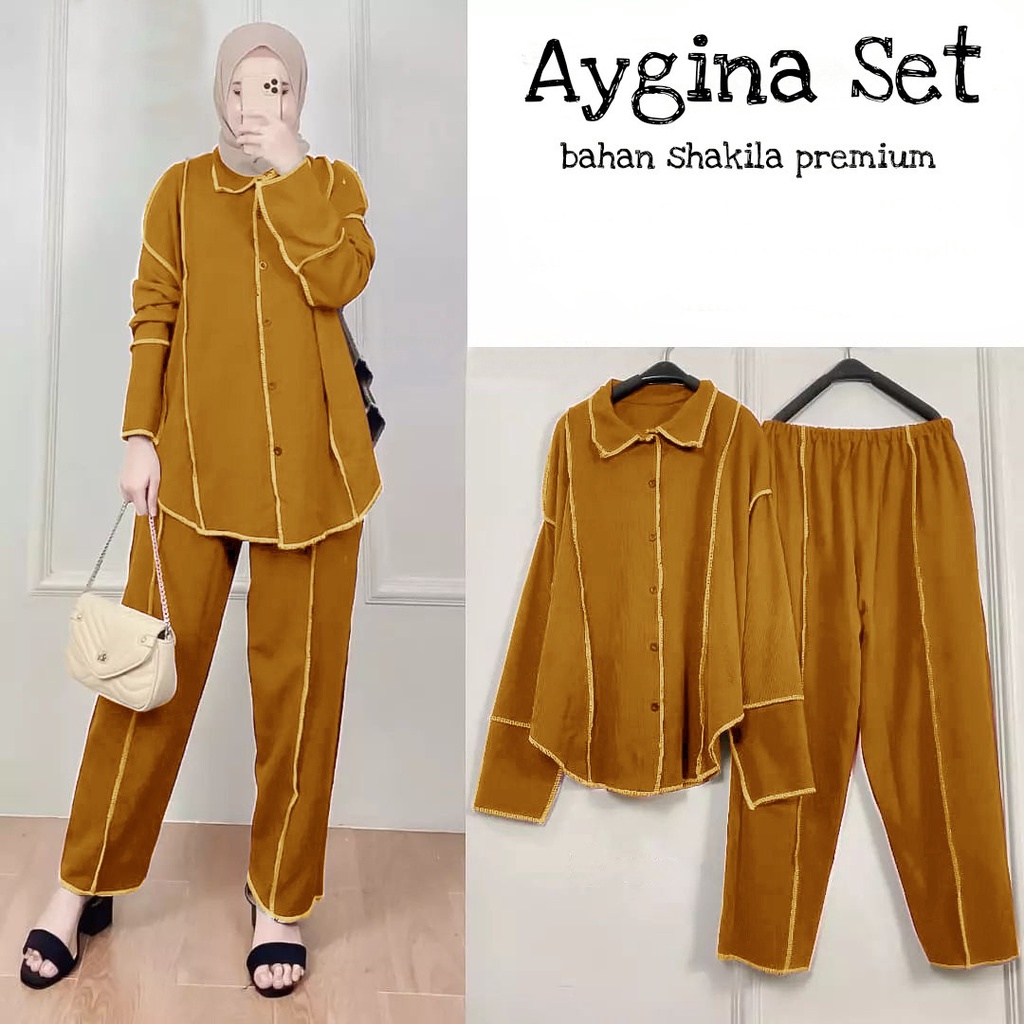 ✔COD✔ AYGINA SET JUMBO / BAJU STELAN JUMBO WANITA TERBARU / SET GUMMY KID / SET AYGINA KEMEJA JUMBO SETELAN KEMEJA WANITA SHAKILA PREMIUM BAJU WANITA CASUAL ONE SET KEMEJA 6 WARNA