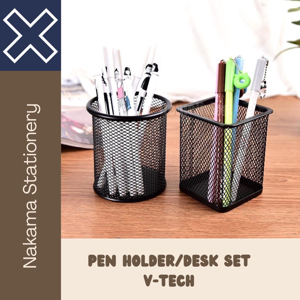 TEMPAT PULPEN ALAT TULIS PENSIL BESI JARING PEN HOLDER MEJA DESK ORGANISER KOTAK PENSIL JARING BESI