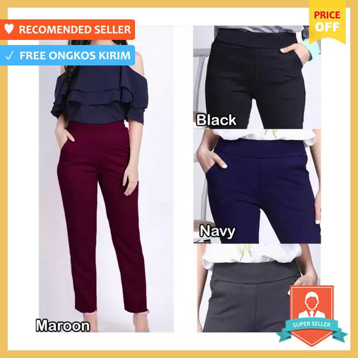 Celana Kerja Wanita/Celana Pensil Scuba/Celana Panjang Wanita Putih