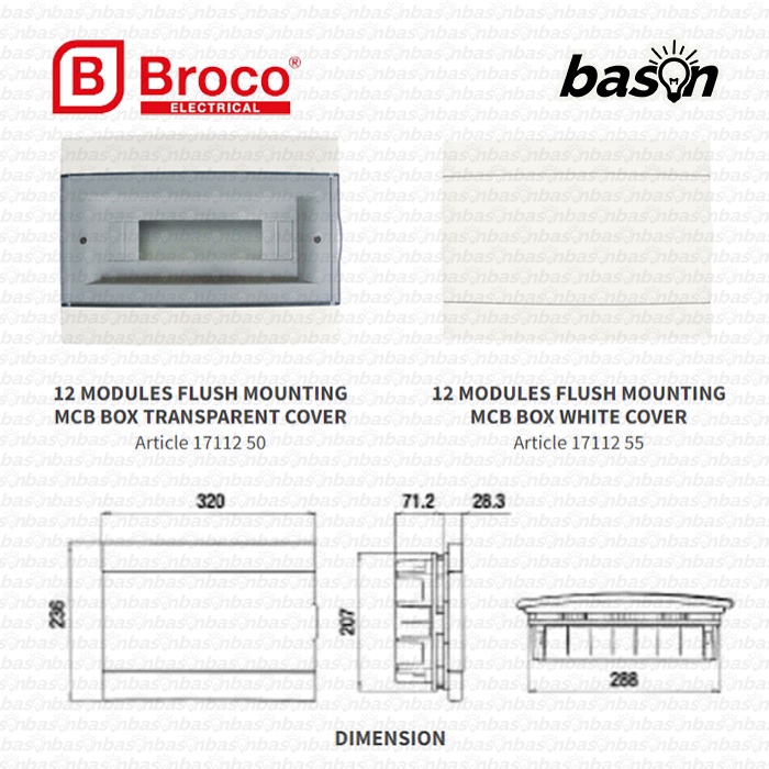 BROCO MCB Box 17112 - Kotak MCB 12 Group Inbow - MCB Panel Flush Mount - 8-12 MCB