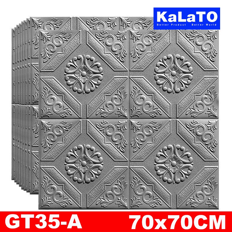 (KaLaTO) Wallpaper 3D FOAM / Wallpaper Dinding 3D Motif Foam Batik Bunga More High Quality / Wallfoam 3D-SILVER GT35-A