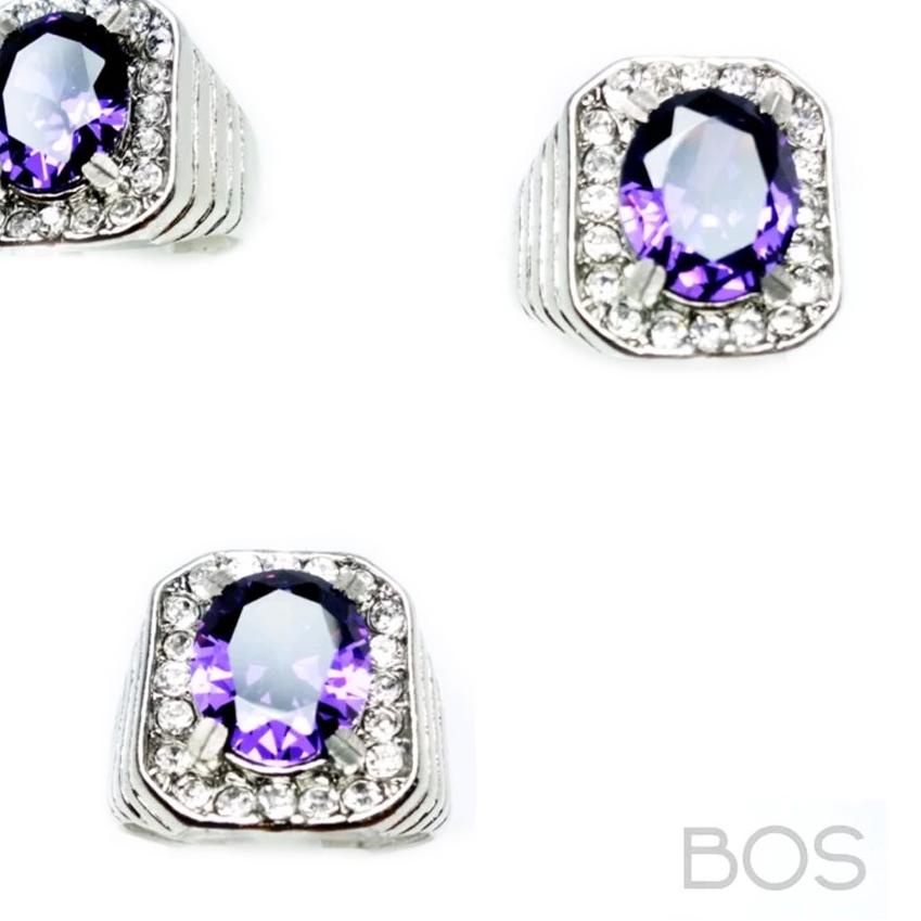 ○ [] Cincin Pria Batu Akik Cutting Sapphire Ruby Emerald Peridot Mystic Onyx Pink Ruby ★