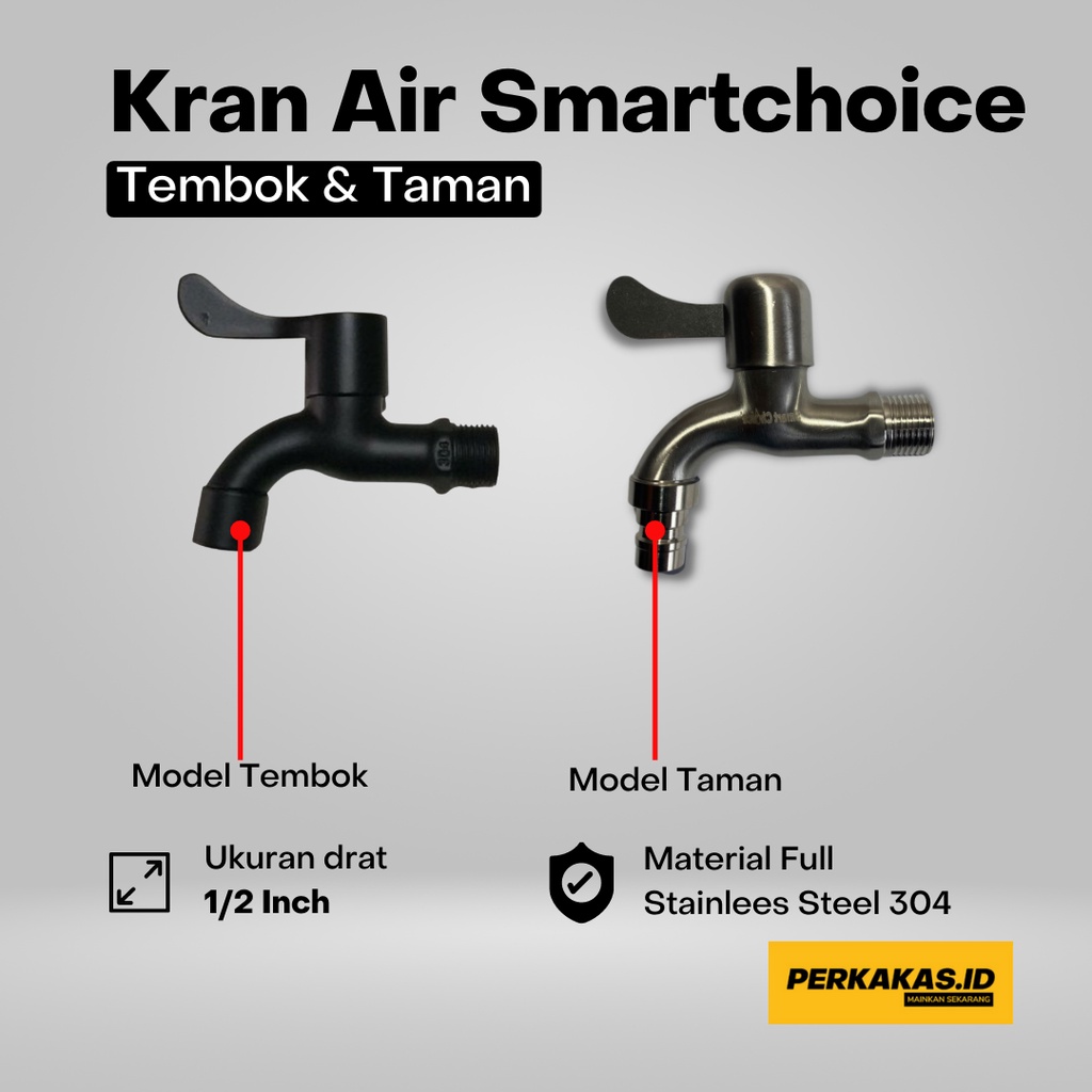 Kran Air Taman Tembok Hitam Stainless Steel SUS 304 SMARTCHOICE