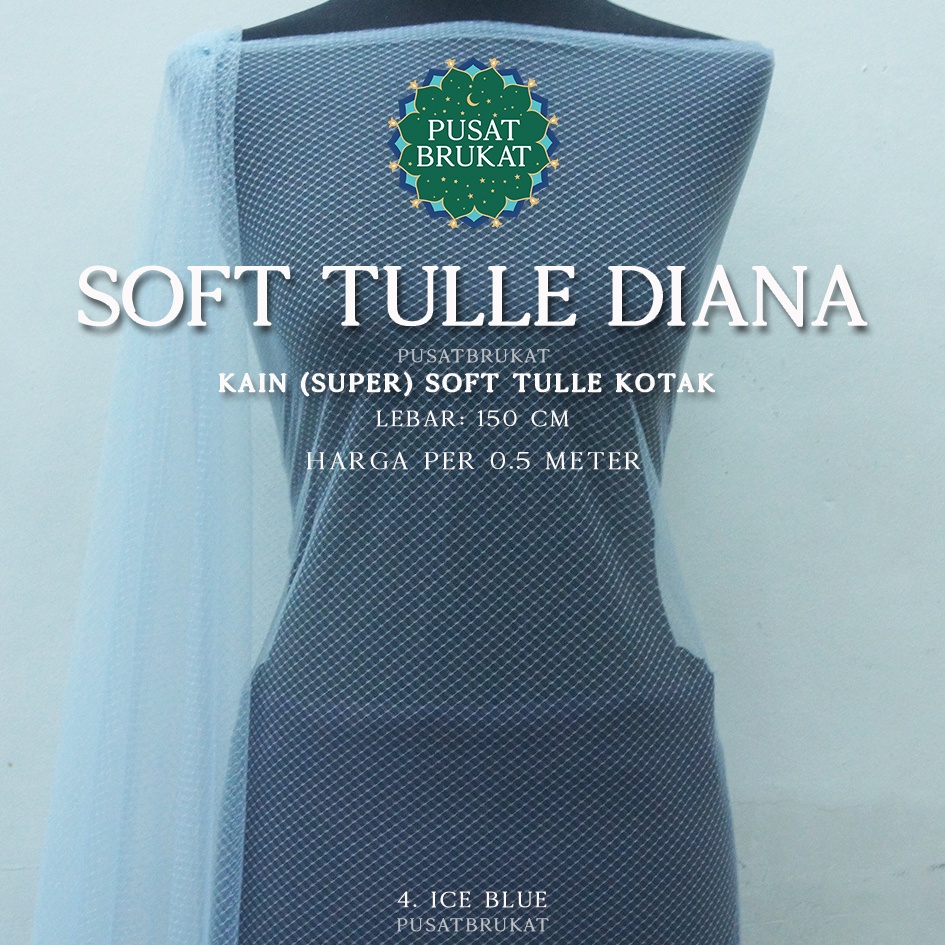 KAIN TILE HALUS DIAMOND DOT DIANA / TILLE KOTAK / MESH DOT / SOFT TULLE NORVINA, LEBAR 150CM [harga per 0.5m]