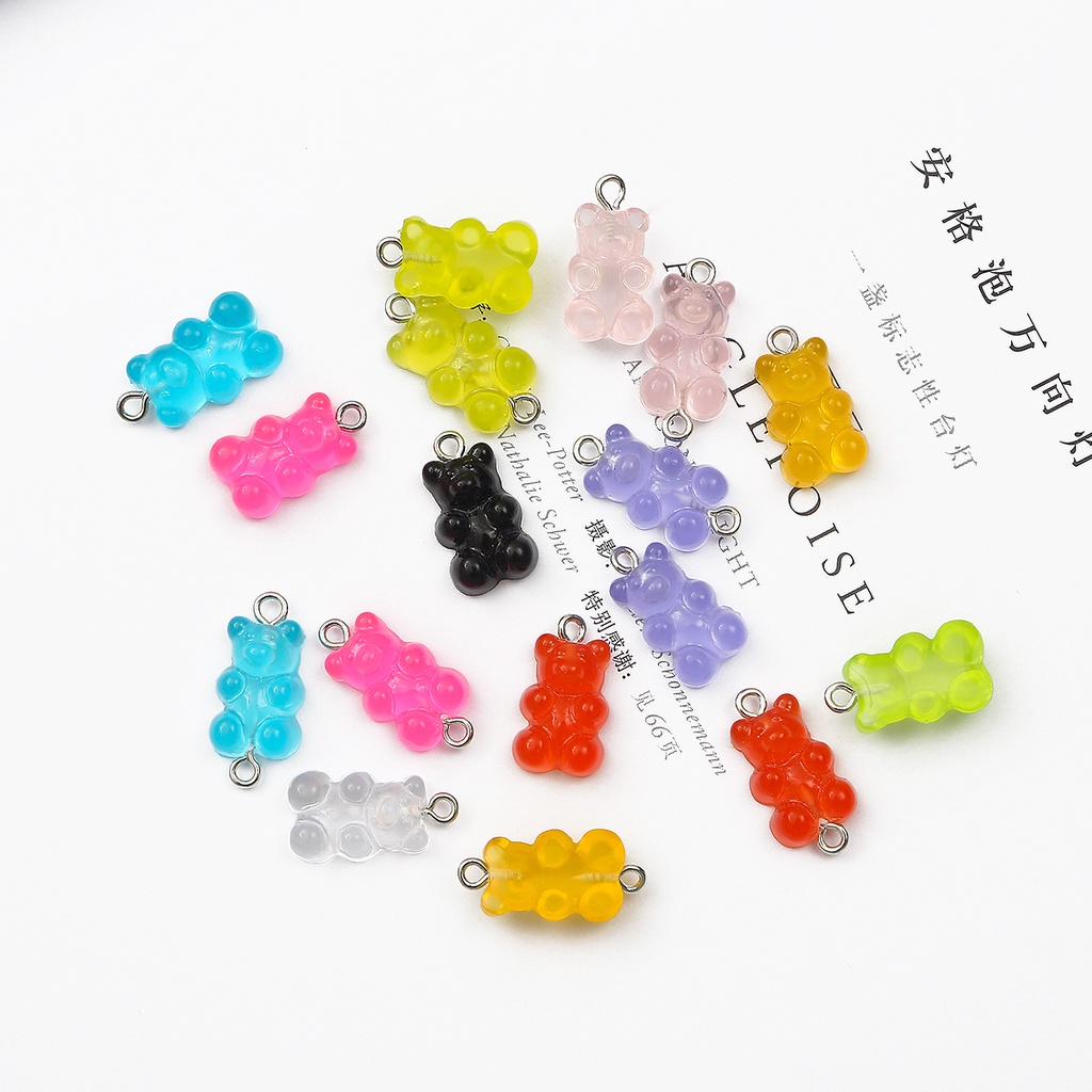 10 pcs Permen Beruang Lucu Resin Pesona Untuk Anting-Anting DIY Membuat Perhiasan Temuan Gantungan Kunci Kalung Liontin Dekorasi Aksesoris