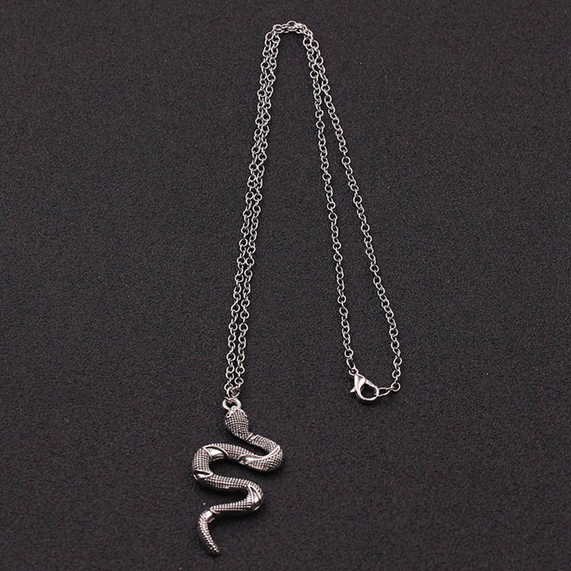 Unisex Silver Snake Serpent Necklace Pendant Jewellery Long Chain 18&quot; / 45.7cm