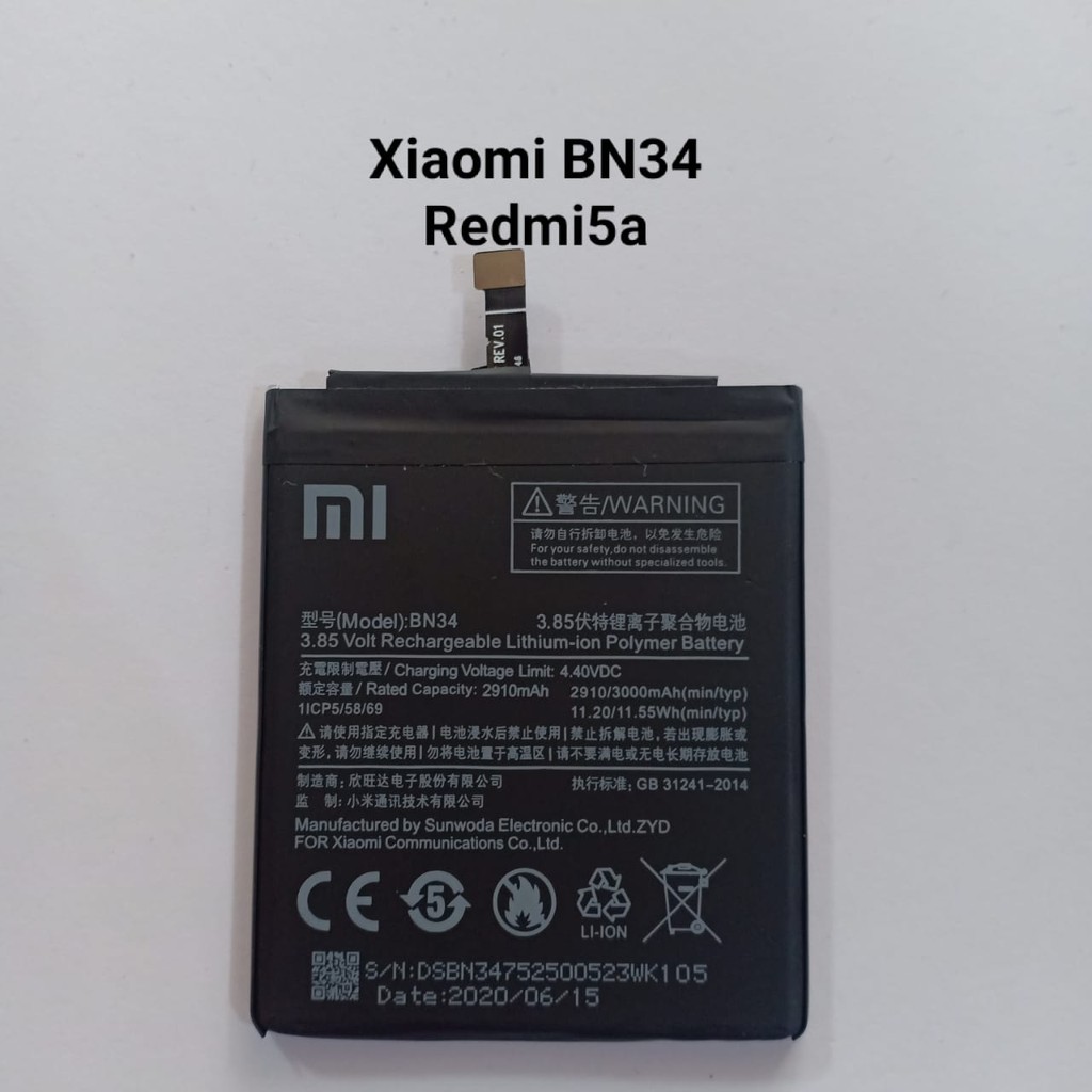 Baterai Xiaomi Redmi 5A BN34 Batre Batere Battery