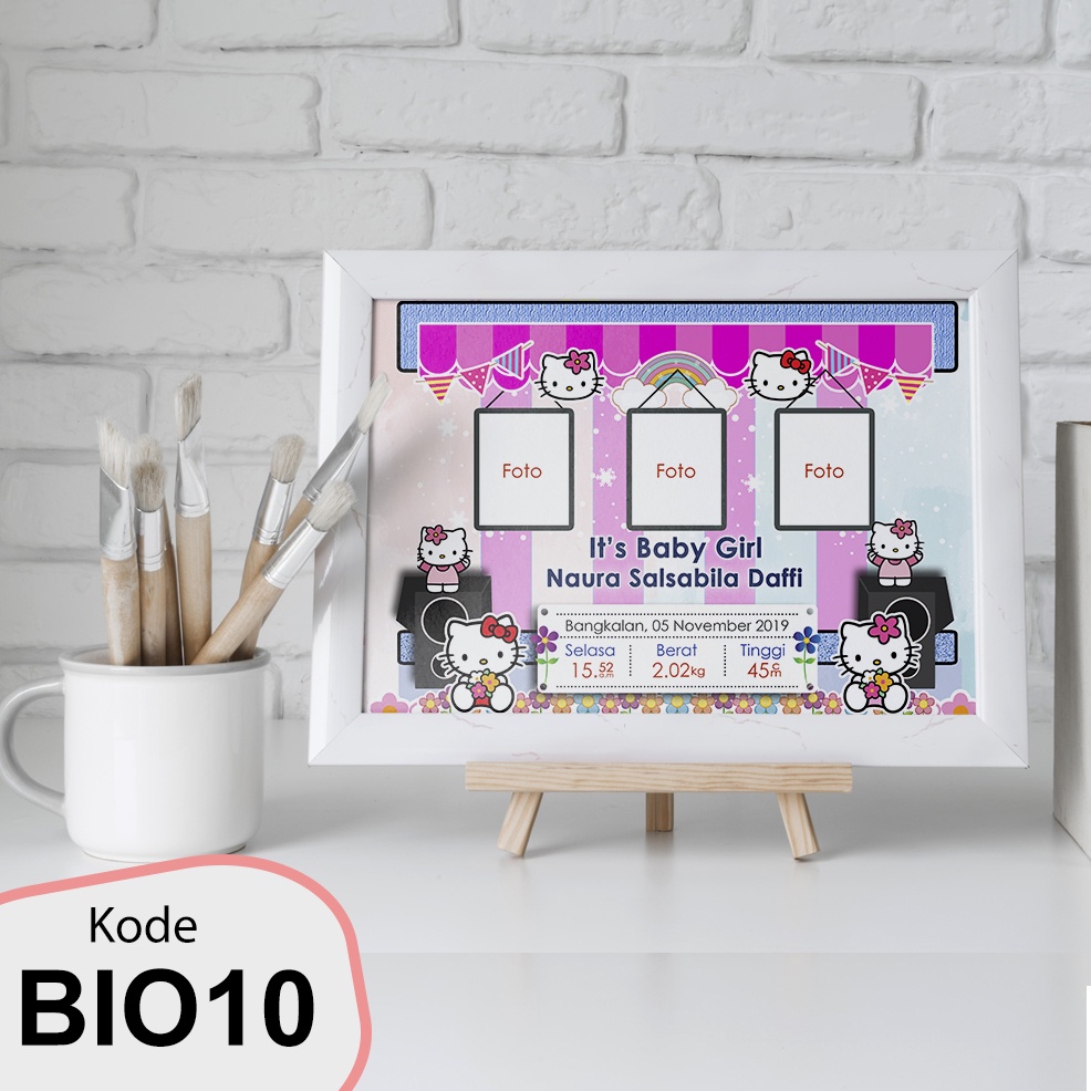 BIO6 ceta biodata anak bingkai MDF - cetak biodata baby cetak foto