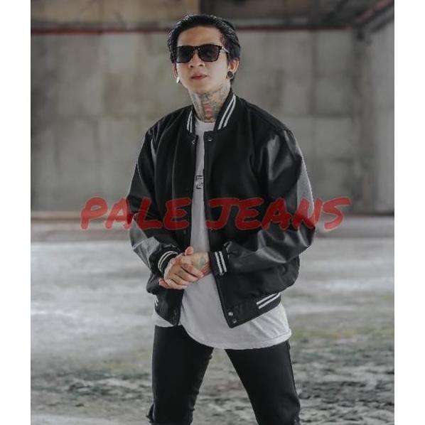 PALEJEANS VARSITY JACKET LEATHER BASIC / JAKET VARSITY KULIT PRIA / FRG8464FD