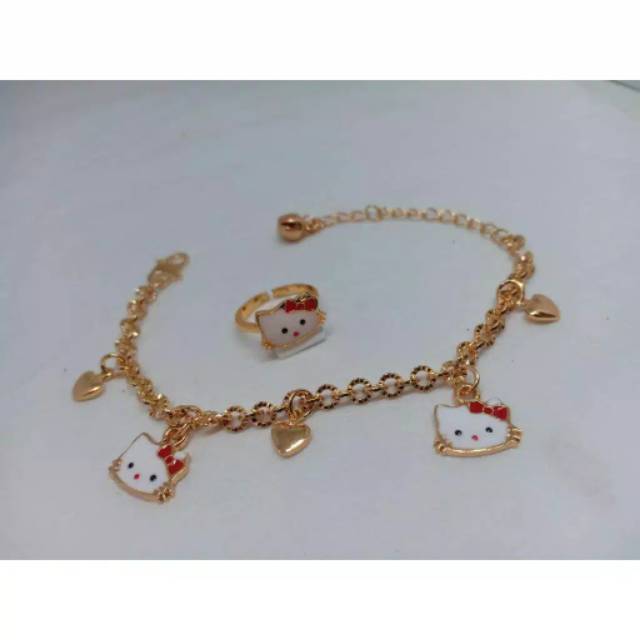 Fourfashion Perhiasan Gelang Anak Kitty Free Cincin K010
