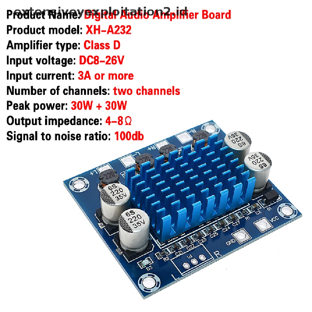 Papan Power Amplifier Audio Digital Stereo Tpa3110 Xh-A232 30w + 30w 2.0