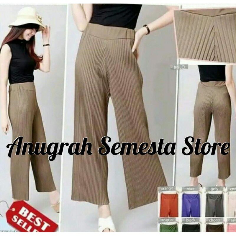 Celana Kulot Panjang Wanita Bahan Babat Alvaro Jagung Ukuran Standar Dan Jumbo BB 40-80 Kg-4