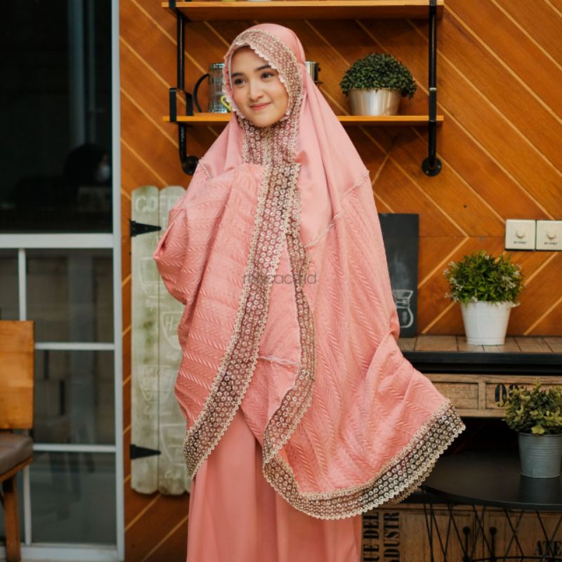 mukena 2 in 1 dewasa mewah premium edition  salem peach salmon bisa cod gosend bandungfree tas cantik jumbo