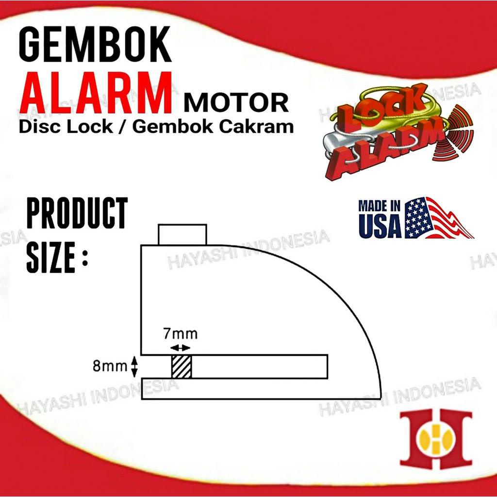 LOCK ALARM Gembok Alarm Moto Anti Maling Rem Cakram Disc ORIGINAL USA