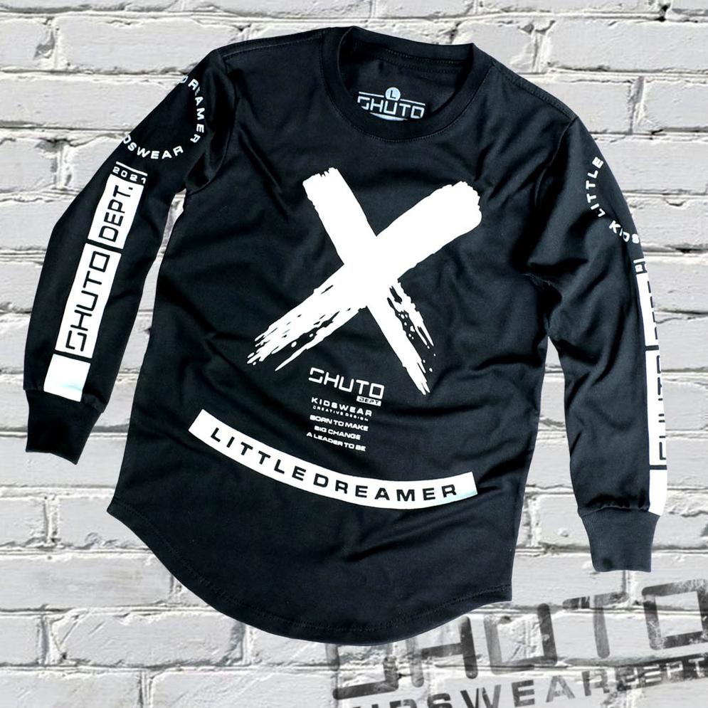 {KES.12My22ι} Baju Kaos Anak Laki Laki Lengan Panjang 1-12 Tahun Warna Hitam/Baju Anak Laki Laki/Kao