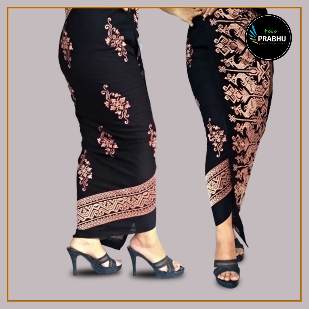 Kain Kamen Rok Pakaian Lilit Songket Saput Udeng Bordir Adat Bali Bawahan Kebaya Wanita Pria Murah-Kain Hitam