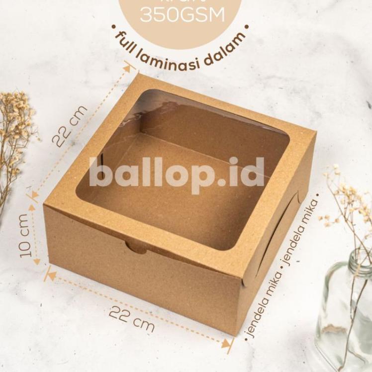 

hqmg KRAFT MIKA 22 22 10 CM Laminasi Kotak Box Kemasan Packing Cake Pudding Kue Tart Roti Coklat そ 69