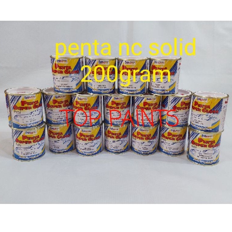 CAT PENTA SUPER GLOSS NC  SOLID MERAH/ORANGE/HIJAU/BIRU/KUNING/PINK/MAGENTA /ABU/CREAM/COKLAT /SILVER/HITAM/PUTIH/CLEAR/PRIMER/ BANYAK VARIAN -200 GRAM -CAT DUCO OTOMOTIF