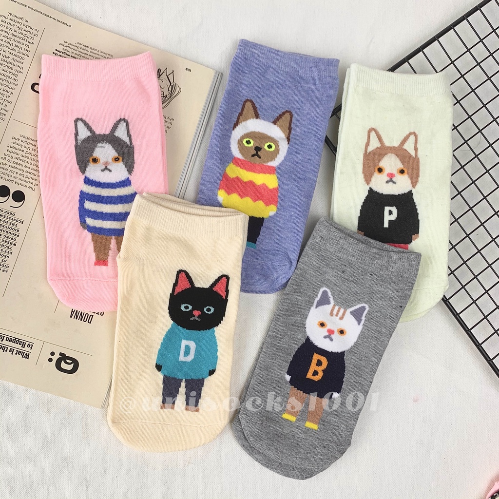 Import Kaos kaki pendek cewe wanita motif tebal lucu karakter pendek woman socks ankle sock tebal bermotif kualitas premium-CAT C2