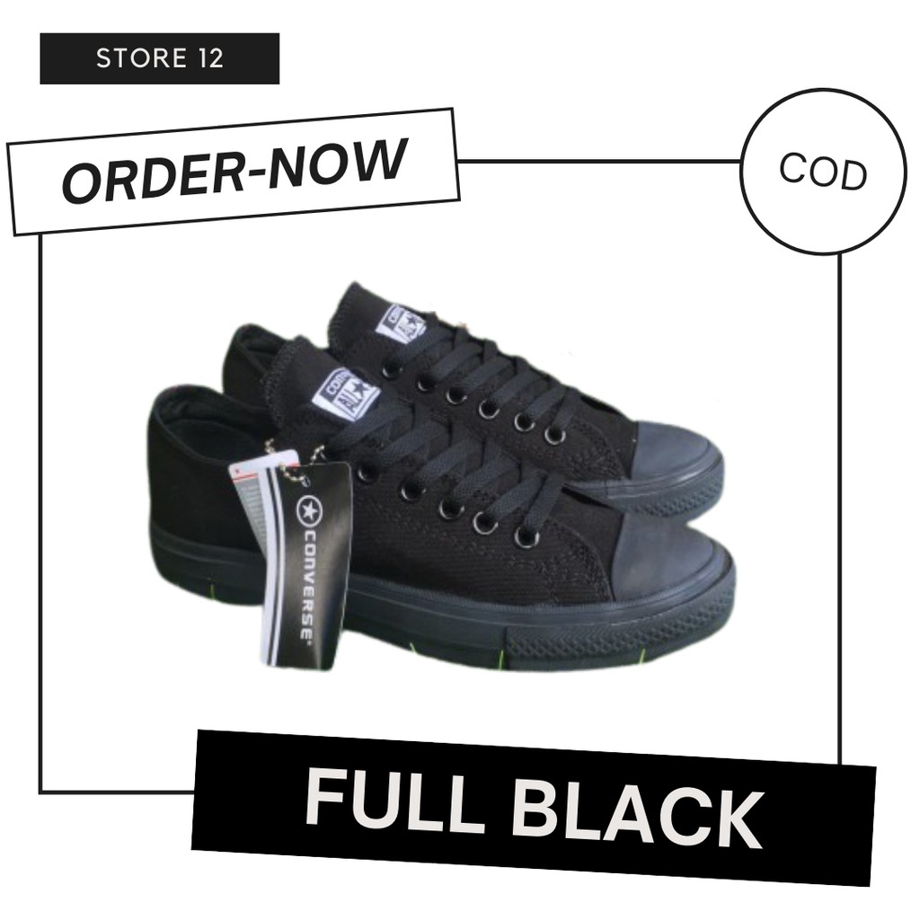 sepatu sneakers pria wanita tali casual converse allstar low 70s hitam polos murah kualitas original