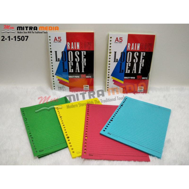 

LOOSE LEAF / ISI BINDER / KERTAS BINDER A5 RAONBOW GARIS 50 100 LEMBAR MURAH