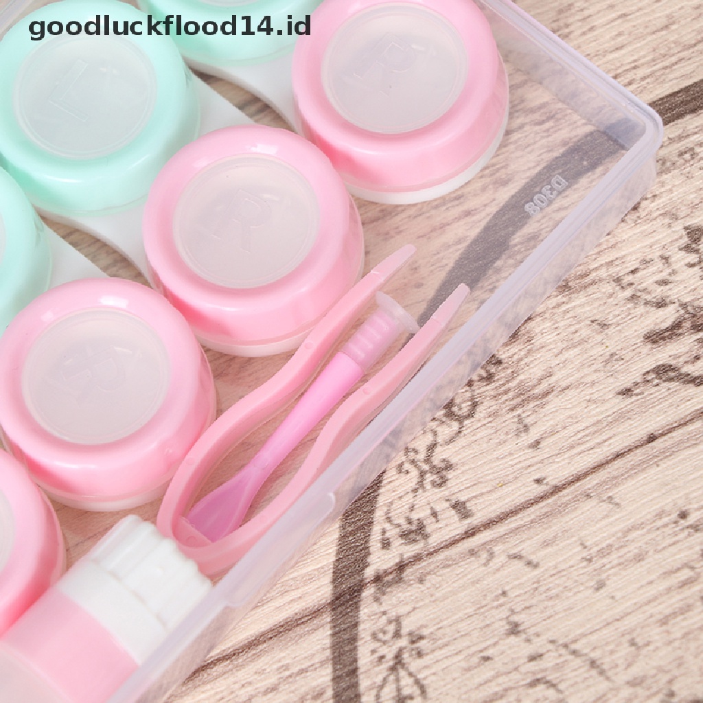 [OOID] 5 Pairs Contact Lens Case Cosmetic contact Storage Box With Bottle And Tweezers ID