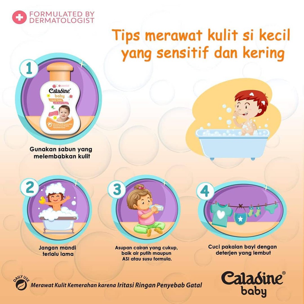 Sabun Cair CALADINE Baby LIQUID SOAP 200 ml - Anti Iritasi - BOTOL 200ml - Sabun Mandi Bayi