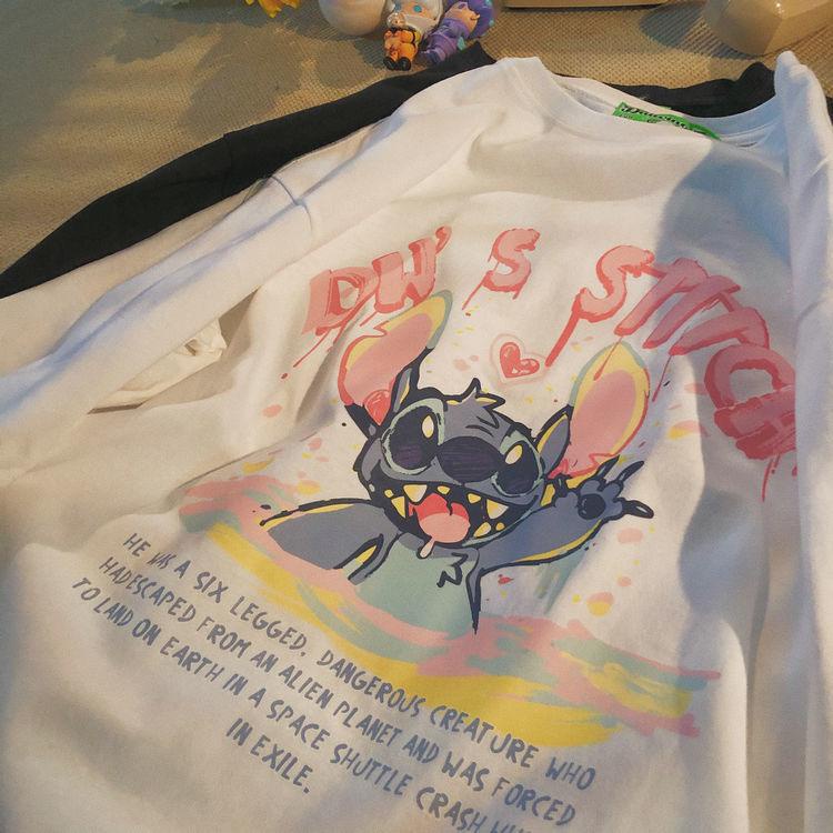 Overtee Tshirt Oversize Wanita Motif Stitch Rainbow