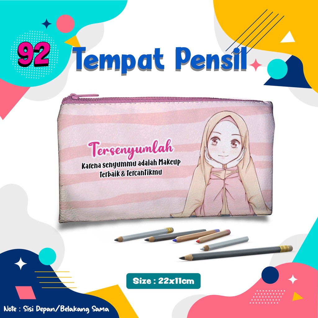

Custom Tempat Pensil bebas desain sendiri bisa pipih bisa pouch case motif Tempat Pensil TPQ ngaji