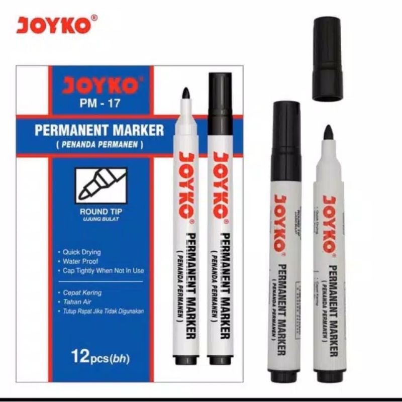 Spidol Permanen JOYKO PM-17 / WhiteBoard Marker Spidol Joyko WM-28 HITAM MERAH BIRU (PCS)