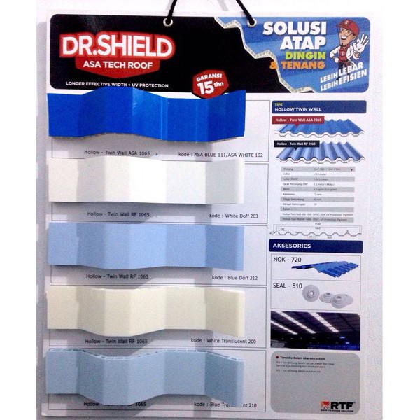 Dr Shield Atap U PVC tebal 12 mm lebar effektif 1 meter pengiriman Jabodetabek