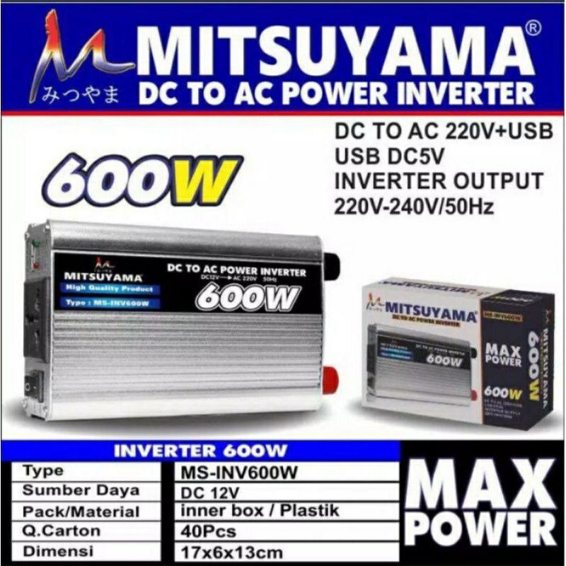 Power Inverter Mitsuyama MS 600W Dc to Ac / Inverter 600 watt Pengubah arus Dc to Ac Best Seller