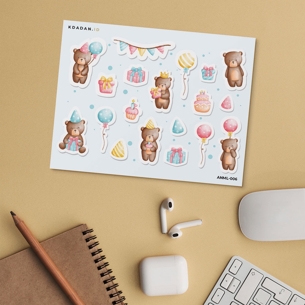 

Teddy Bear Sticker Sheet / Planner / Bullet Journal / ANML-006